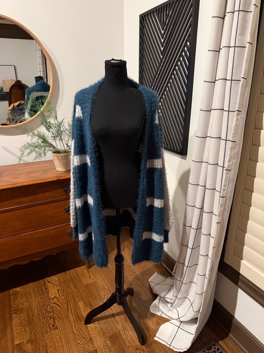 Freckled Poppy teal fuzzy sweater medium